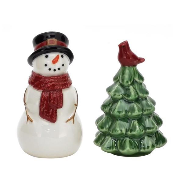 Christmas salt and pepper shaker set holiday tree snowman cardinal NWT c… - Picture 2 of 2